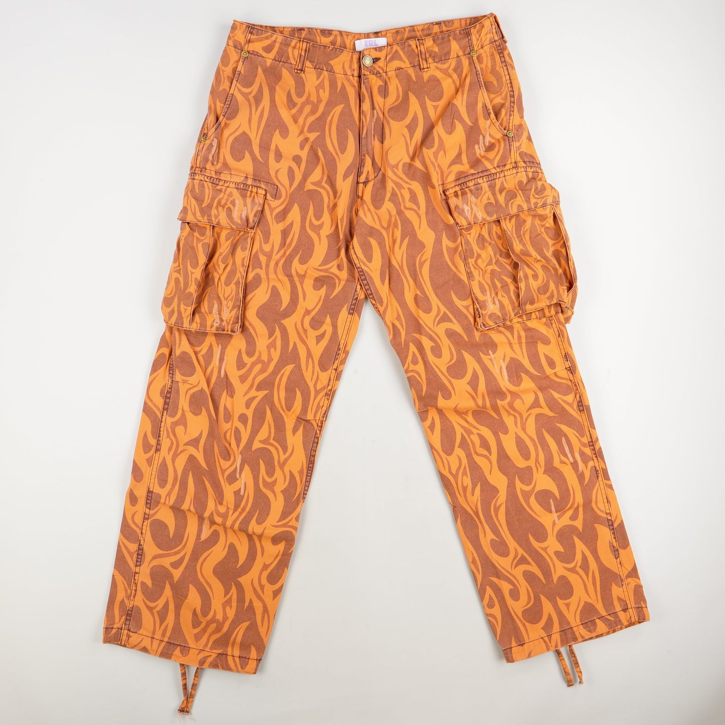ERL Printed Flame Cargo Pants Orange